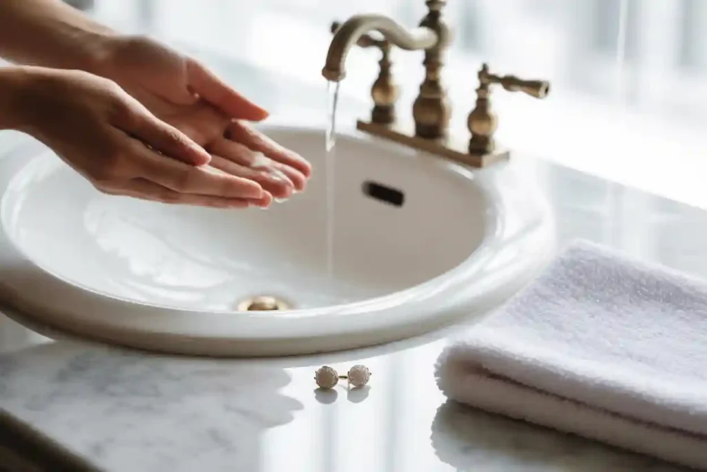 femme qui se lave les mains