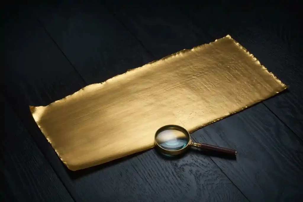 feuille plaquée or et loupe