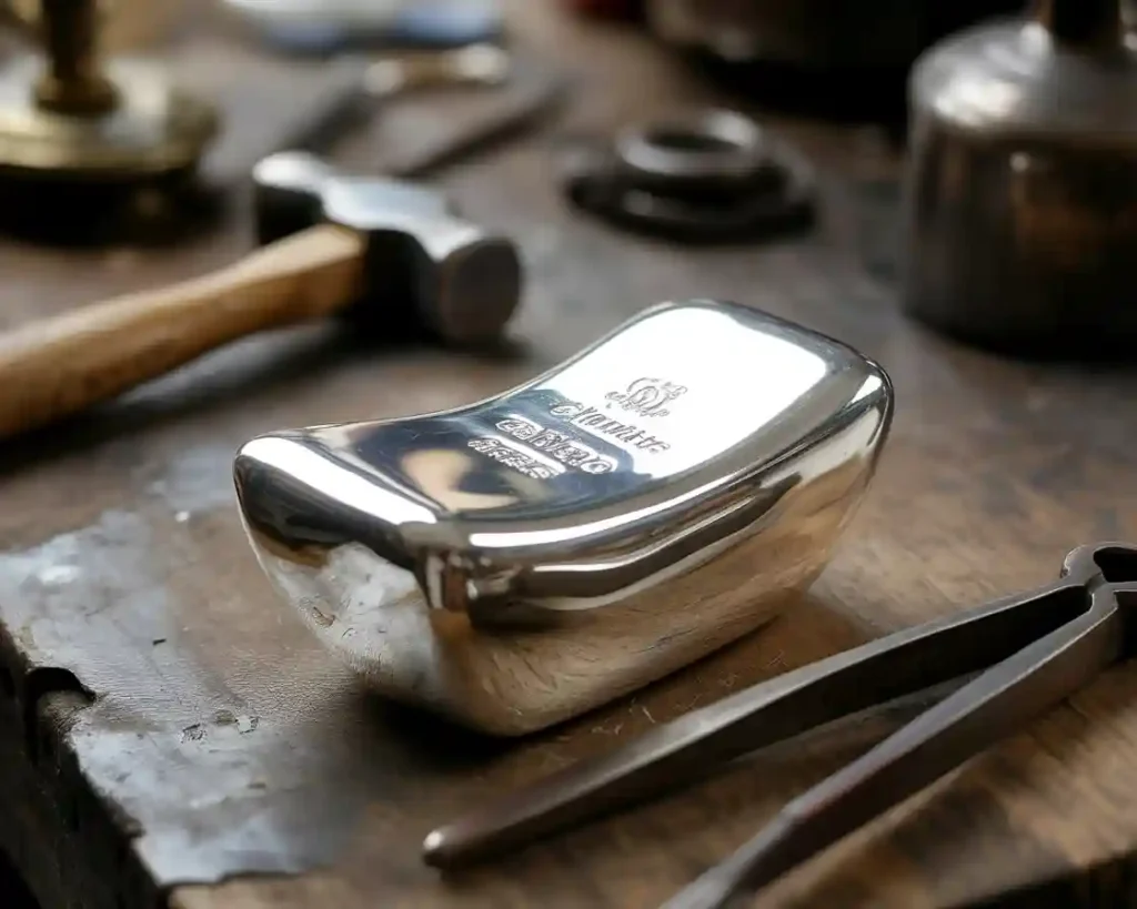 lingot d'argent dans un atelier