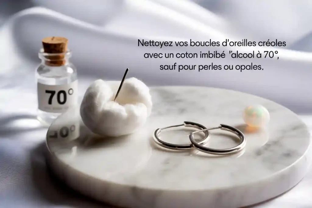 matériel nécessaire pour nettoyer les boucles d'oreilles créoles