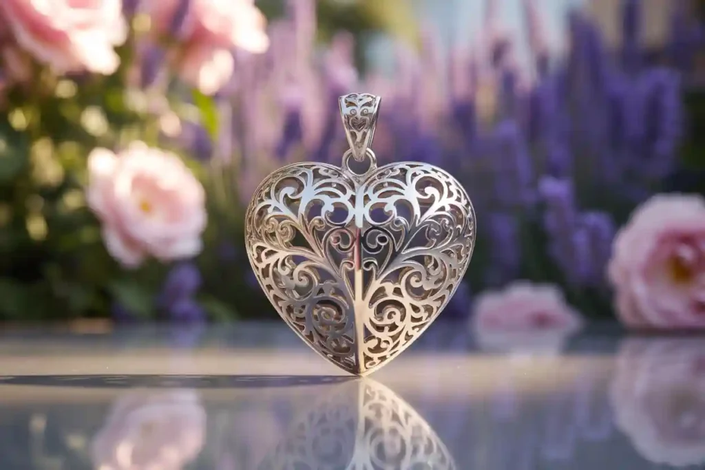 pendentif coeur travaillé en argent