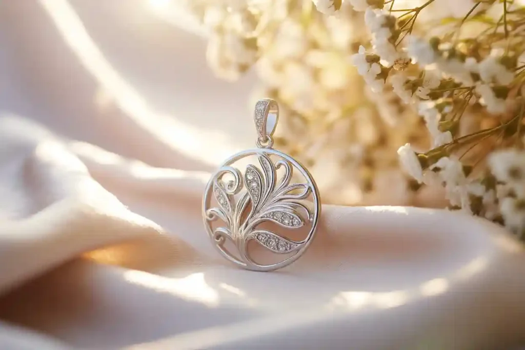 pendentif en argent et oxydes de zirconium