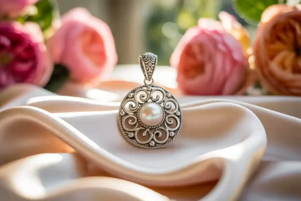 pendentif en argent et perle