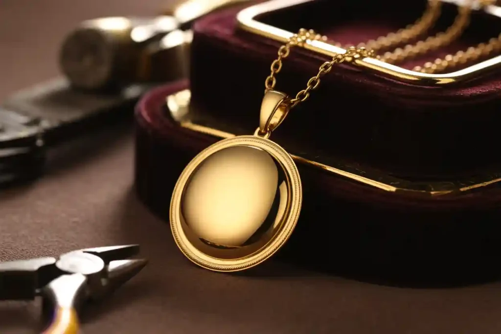 pendentif en plaqué or avec chaîne