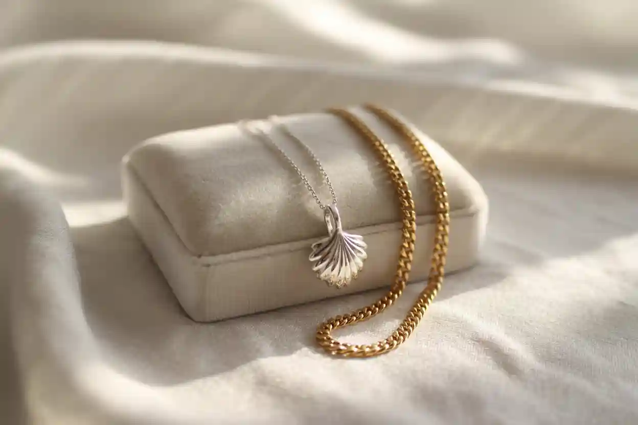 pendentif et chaîne en argent - collier en plaqué or