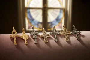 pendentifs roix ankh, solaire, svastika, chrétienne, tau