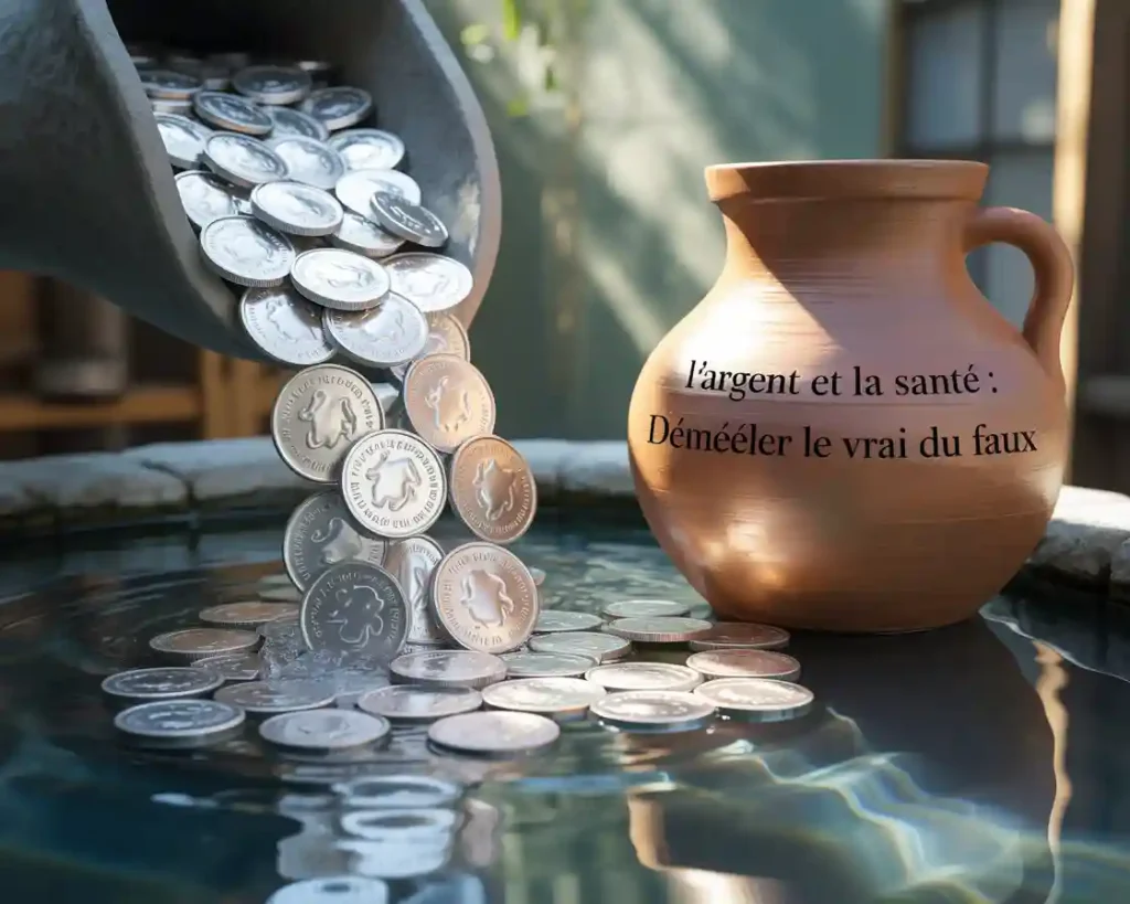 pièces d'argent déversés dans de l'eau