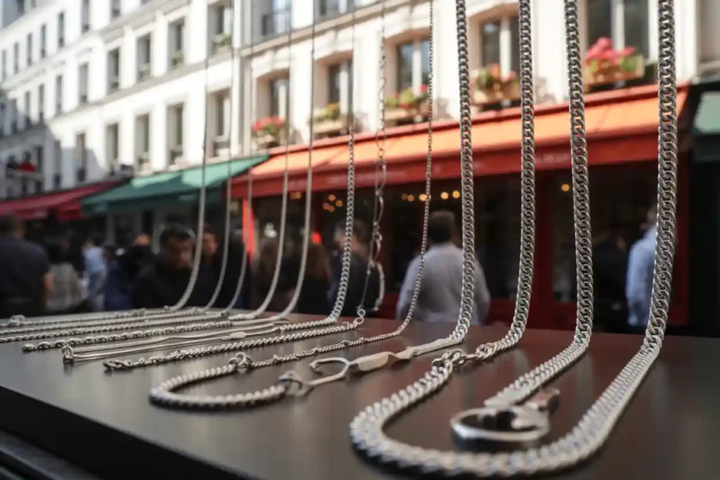 plusieurs chaînes en argent pour homme
