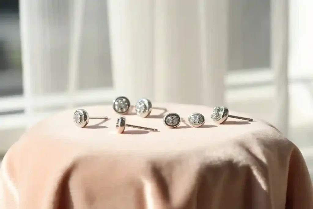 plusieurs clous d'oreilles en argent