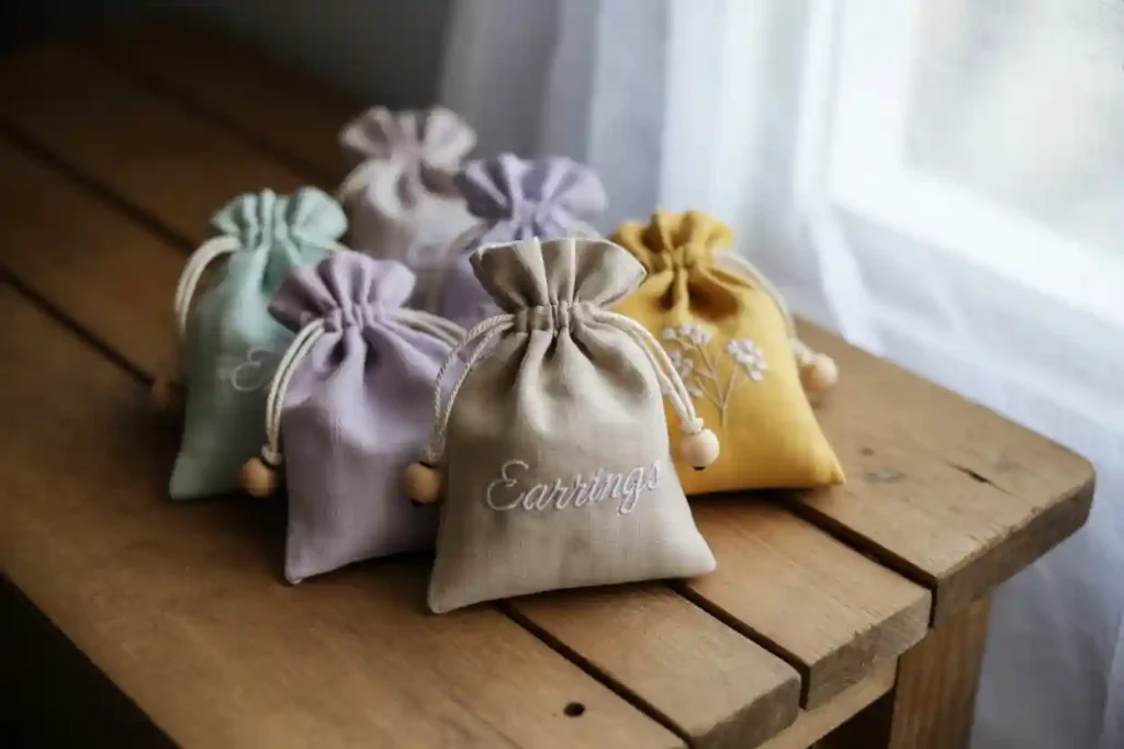 sachets en tissu pour ranger les boucles d'oreilles