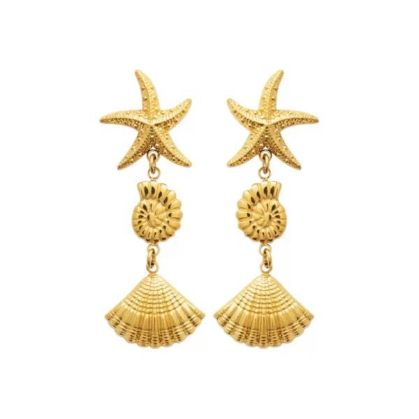 Boucles d'oreilles pendantes coquillages acier inoxydable doré Boucles d'oreilles pendantes coquillages acier inoxydable doré