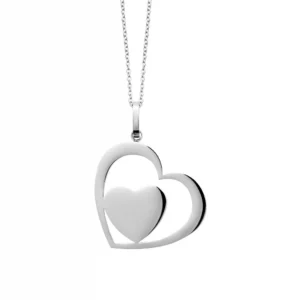 Collier cœur dans un coeur acier inoxydable