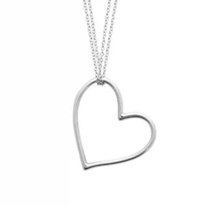 Collier cœur double chaîne acier inoxydable