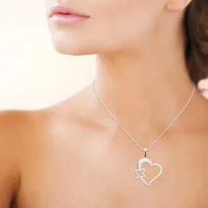 Collier cœur et papillon acier inoxydable