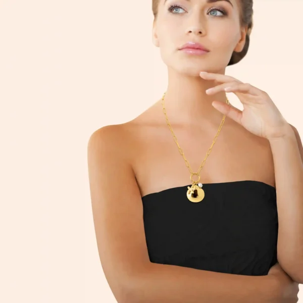 Collier étoile de mer coquillage et perle acier inoxydable doré Collier étoile de mer coquillage et perle acier inoxydable doré
