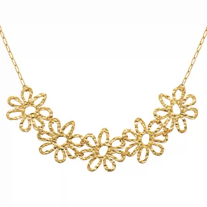 Collier grande marguerite acier inoxydable doré