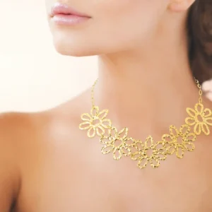 Collier grande marguerite acier inoxydable doré
