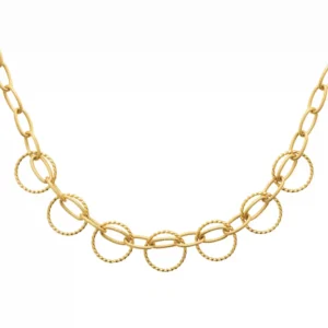 Collier maillons ovales et ronds torsadés acier inoxydable doré