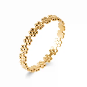 Bague fleur perlée plaqué or