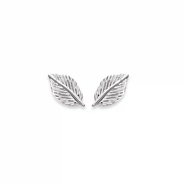Clous d'oreilles en forme de feuille argent rhodié