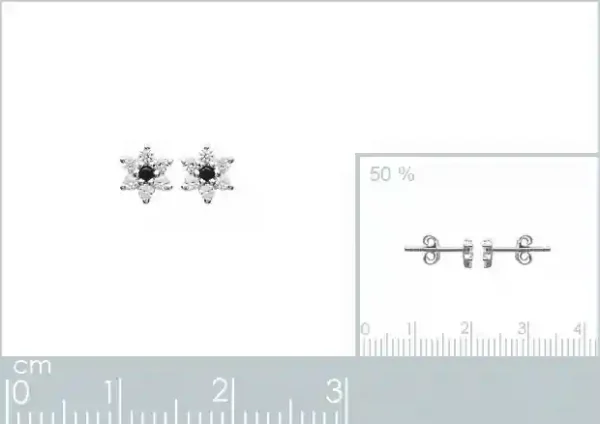 Clous d'oreilles motif floral scintillant argent rhodié Clous d'oreilles motif floral scintillant argent rhodié