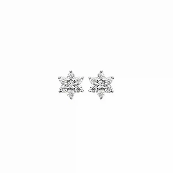 Clous d'oreilles petite fleur scintillante argent rhodié Clous d'oreilles petite fleur scintillante argent rhodié