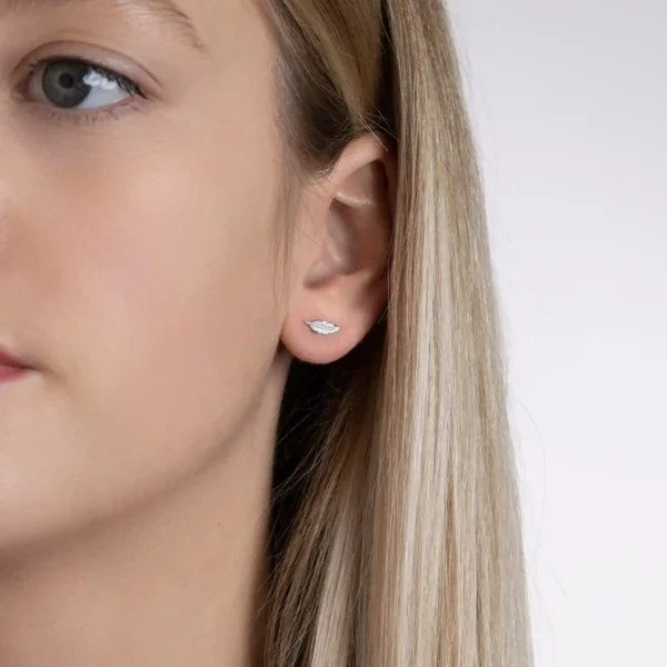 Clous d'oreilles petite plume argent rhodié Clous d'oreilles petite plume argent rhodié