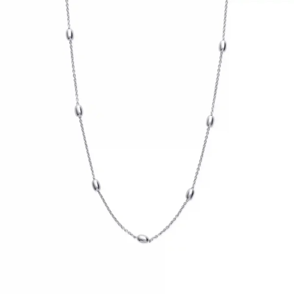 Collier perles ovales argent rhodié Collier perles ovales argent rhodié