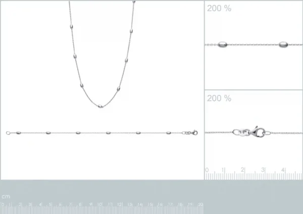 Collier perles ovales argent rhodié Collier perles ovales argent rhodié