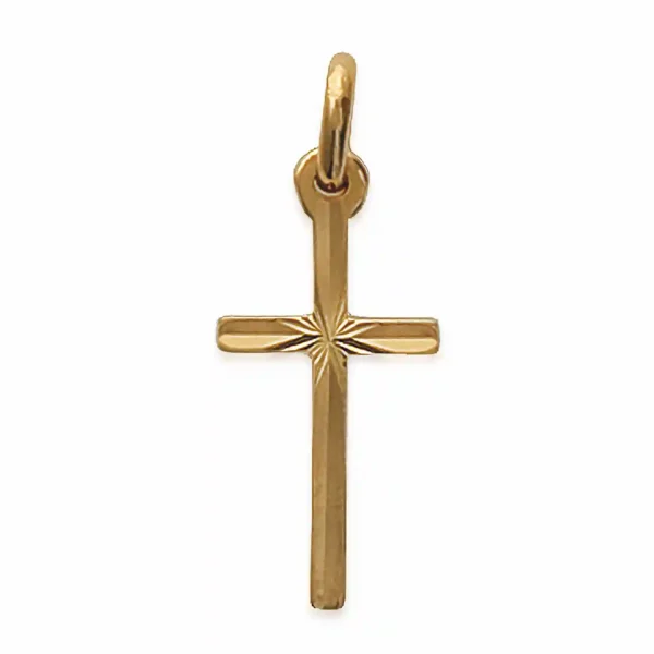 Pendentif croix biseautée en plaqué or Pendentif croix biseautée en plaqué or