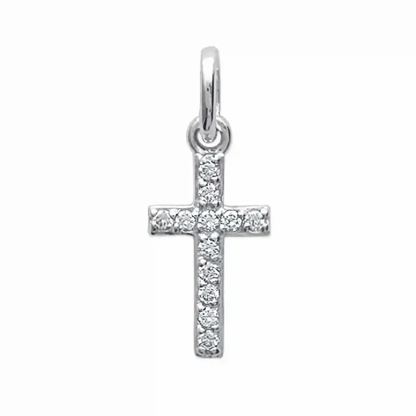 Pendentif croix diamants synthétiques argent rhodié Pendentif croix diamants synthétiques argent rhodié