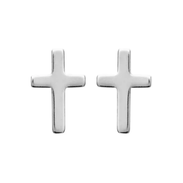 clous d'oreilles croix argent rhodié clous d'oreilles croix argent rhodié
