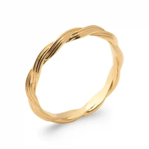 Bague ondulée striée plaqué or