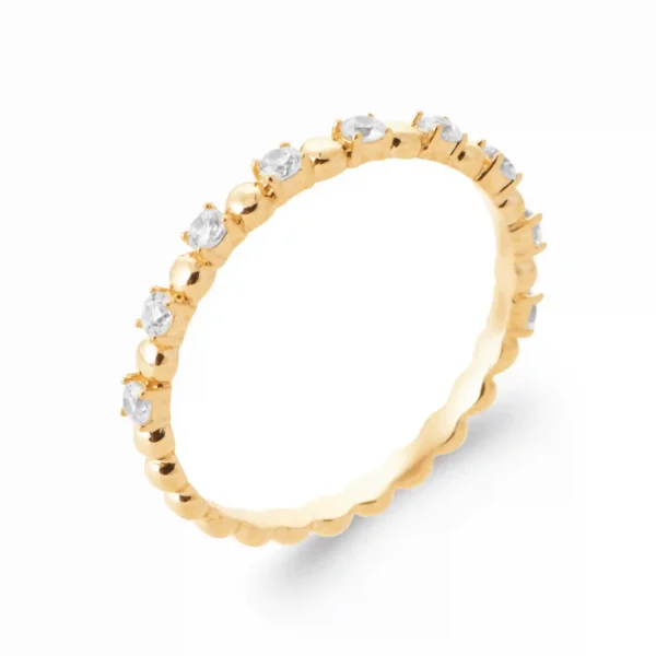 Bague plaqué or diamants synthétiques en demi-tour Bague plaqué or diamants synthétiques en demi-tour