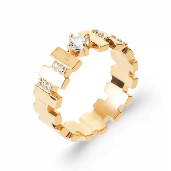 Bague plaqué or et diamant solitaire synthétique Bague plaqué or et diamant solitaire synthétique