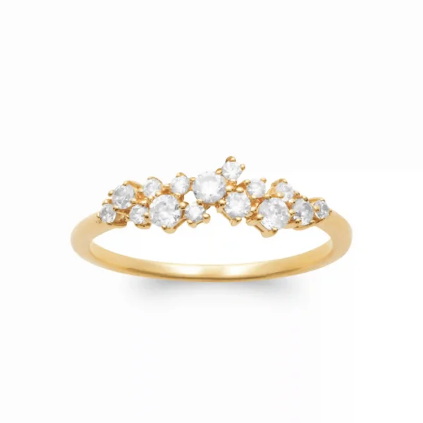 Bague plaqué or pavée de diamants synthétiques Bague plaqué or pavée de diamants synthétiques