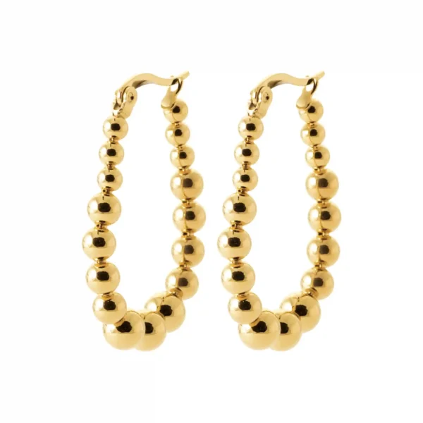 Boucles d'oreilles créoles billes acier inoxydable doré Boucles d'oreilles créoles billes acier inoxydable doré