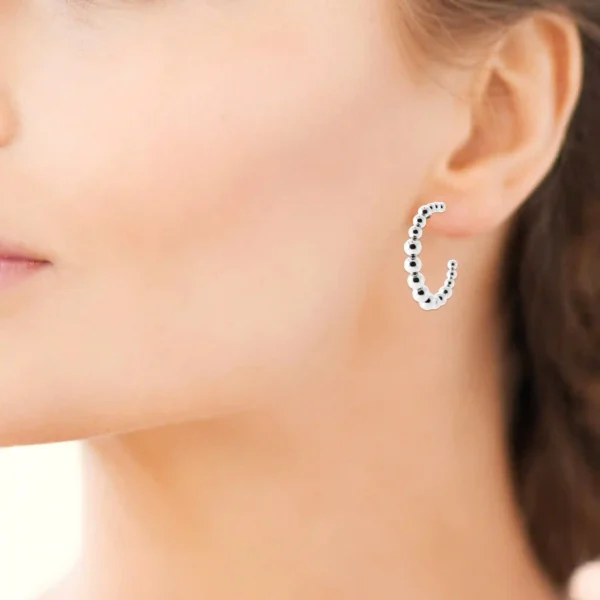 Boucles d'oreilles créoles perlées acier inoxydable