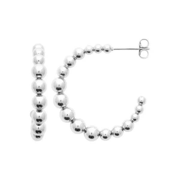Boucles d'oreilles créoles perlées acier inoxydable Boucles d'oreilles créoles perlées acier inoxydable