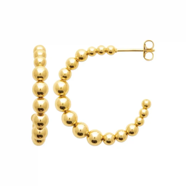 Boucles d'oreilles créoles perlées acier inoxydable doré Boucles d'oreilles créoles perlées acier inoxydable doré