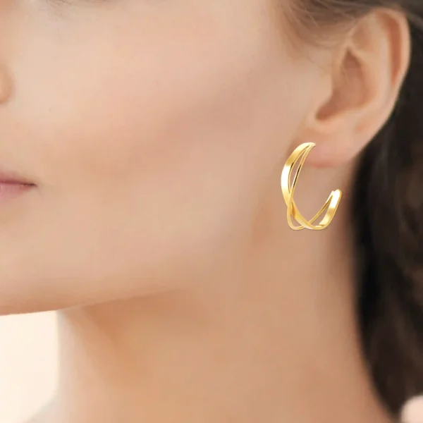 Boucles d'oreilles demi-créoles torsadées acier inoxydable doré