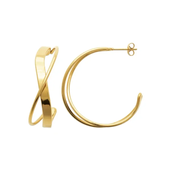 Boucles d'oreilles demi-créoles torsadées acier inoxydable doré Boucles d'oreilles demi-créoles torsadées acier inoxydable doré