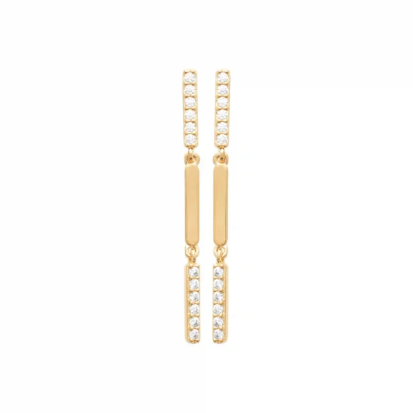 Boucles d'oreilles pendantes plaqué or barrettes diamants synthétiques Boucles d'oreilles pendantes plaqué or barrettes diamants synthétiques