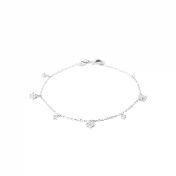 Bracelet argent rhodié à pendentifs de diamants synthétiques Bracelet argent rhodié à pendentifs de diamants synthétiques