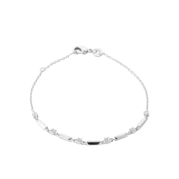 Bracelet maillons tubulaires argent rhodié et cristaux Bracelet maillons tubulaires argent rhodié et cristaux