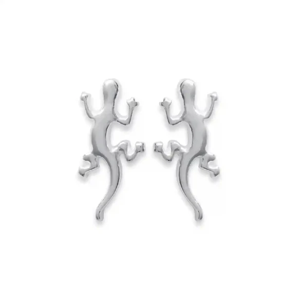 Clous d'oreilles gecko en argent rhodié Clous d'oreilles gecko en argent rhodié