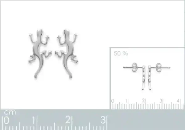 Clous d'oreilles gecko en argent rhodié Clous d'oreilles gecko en argent rhodié