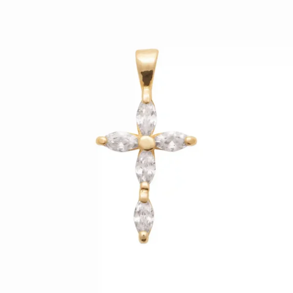 Pendentif croix diamants synthétiques plaqué or Pendentif croix diamants synthétiques plaqué or