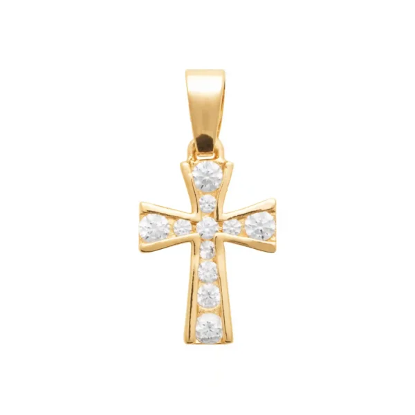 Pendentif croix plaqué or sertie de diamants synthétiques Pendentif croix plaqué or sertie de diamants synthétiques