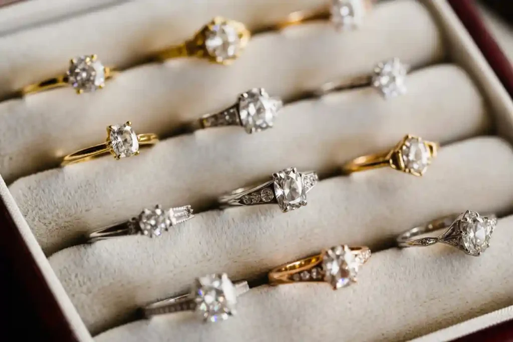 bagues de fiançailles de différentes matières et styles